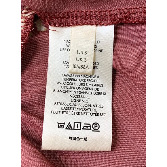 Free People S Boho Floral Tie Front Blouse Top Small NWT Burgundy Long Sleeve - Picture 11 of 13